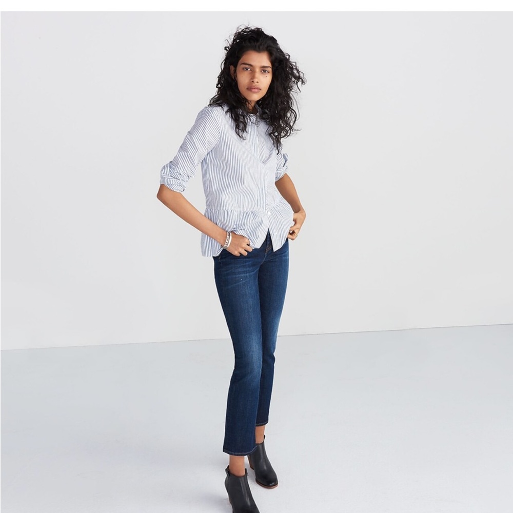 Madewell lakeside peplum striped shirt. - Picture 5 of 8